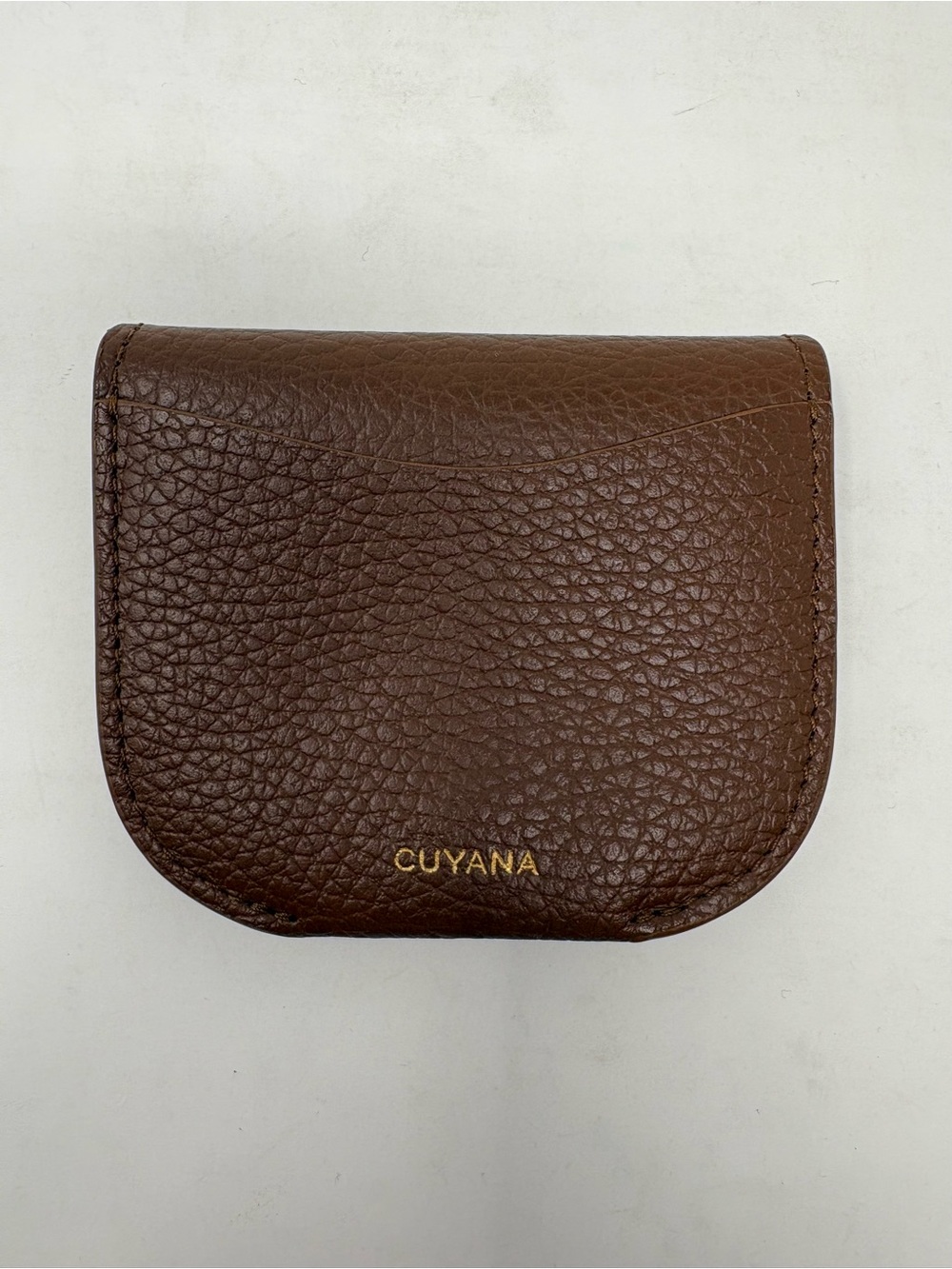 Cuyana Leather Fold Cardholder Dark Chestnut Brown SLG Minimalist Slim Snap